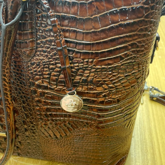 Brahmin Rich Brown Crocodile-Embossed Travel Bag - Picture 9 of 10